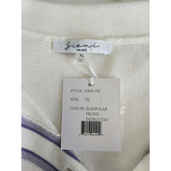 Siani Milano mixed media sweater sz xl sheer Puff Sleeve preppy Academia tennis - Picture 4 of 7